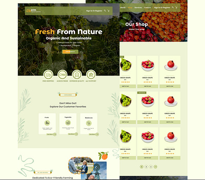 Fresh From Nature - Landing Page UI/UX Design. landing page ui uiux design user experience design user interface design web design website