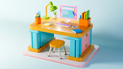 Pastel Workspace Vibes 3d workspace digital office dreamy workspace gentle color palette minimalist design modern workspace pastel aesthetic pastel colors pastel theme soft hues soft tones virtual desk setup