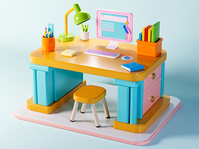 Pastel Workspace Vibes 3d workspace digital office dreamy workspace gentle color palette minimalist design modern workspace pastel aesthetic pastel colors pastel theme soft hues soft tones virtual desk setup