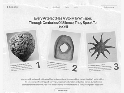 Unearth Landing Page ancient archaeology archive design historic history illustration landingpage minimalistic paper papercut ui uidesign ux web webdesign