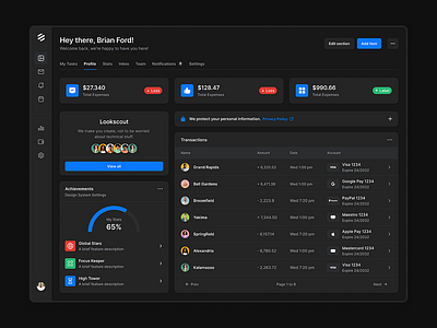 Web Banking - Lookscout Design System dark design design system figma lookscout modern saas ui web application webapp