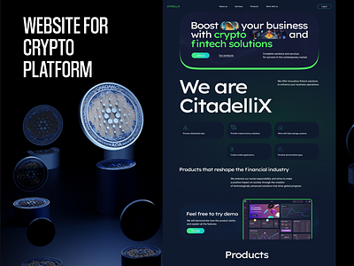 Landing page for a crypto company crypto design site ui ux web design website