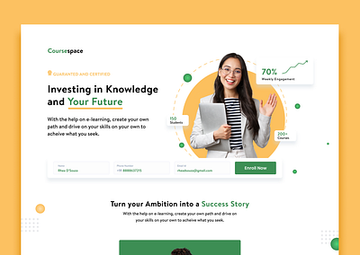 Coursespace-An Engaging Learning Platform certifications college courses experience hero page landing page learning learning platform mentor online learning platform students study ui design uiux university