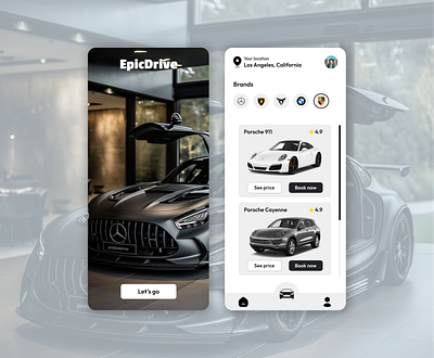 Rent Luxury Car App - UI Design Concept app black design branding car design interface location logo luxury cars menu mobile mobile app porsche rent car splash screen ui ui design ux ux design