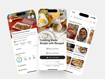 Resepol - Food Recipe Mobile App cooking food ingredients minimalist minimalist design mobile app recipe recipe food