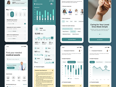 Family-Based Caregiving App activity ai app appdesign care caregivingapp chart date designforgood familycare filter green health medic mobile task ui uiux