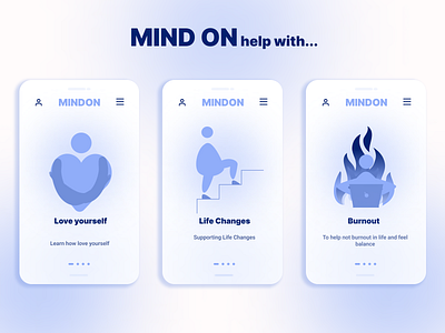 Mind on psychological app application artist blue branding colors help illustration illustrator mobile app mobile design mobileapp ui ux vector web app