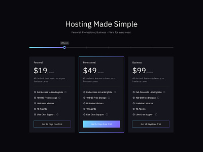 Pricing Model - Hosting Plans design trends modern modern design ui user user interface visual design