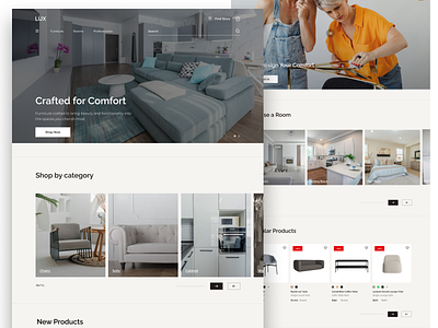 Lux Furniture E-commerce Website Design e commerce furniture landing page online store product uxui web design website