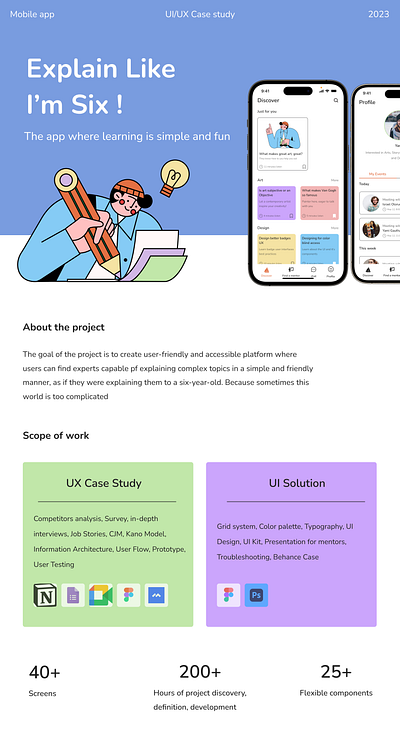 Explain like I'm Six - Learning made simple app illustration ui ux