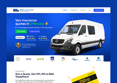 Find Your Best Deal in Minutes compare insurance easy insurance fast insurance landing page ui design uiux van van insurance