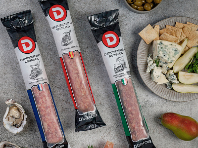 Packaging design of cured sausages Dymov for wine brand design branding engraving graphic design illustration illustrations label pack package design packagedesign packaging pen and ink salami sausage sausage label sausage pack woodcut