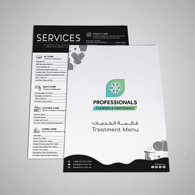 Minimalist Treatment Menu for Cleaning & Maintenance Services adobe photoshop branding cleanlayout corporatebranding customerexperience design graphic design graphicdesign menudesigns minimalistdesign printdesign professionaldesign serviceindustry servicemenu typography ui