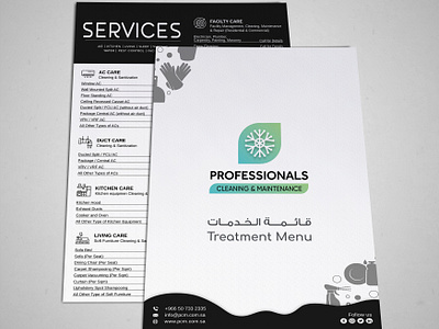 Minimalist Treatment Menu for Cleaning & Maintenance Services adobe photoshop branding cleanlayout corporatebranding customerexperience design graphic design graphicdesign menudesigns minimalistdesign printdesign professionaldesign serviceindustry servicemenu typography ui