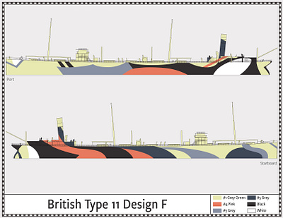 British Type 11, Design F - Dazzle Camouflage - 1917 camouflage dazzle illustration