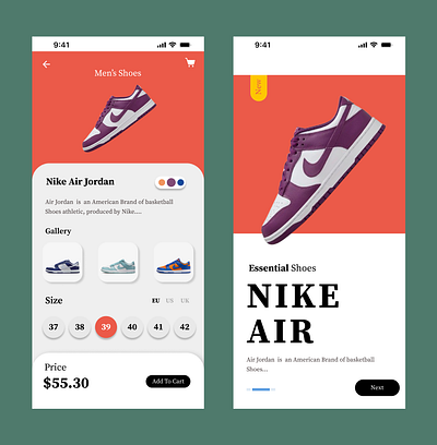 UI/UX DESIGN - NIKE APP branding design food app ui design illustration logo product design ui ui design ui ux design ux design