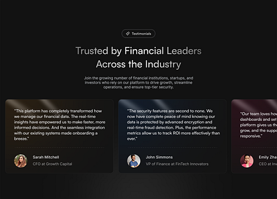 Fin - Testimonials bento design mobile product design testimonial ui uiux web web design