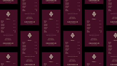 Grandeur Cafe Logo & menu brandidentity branding cafe design graphic design illustration logo monogram typography