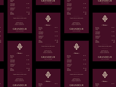 Grandeur Cafe Logo & menu brandidentity branding cafe design graphic design illustration logo monogram typography