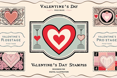 Valentines Stamps for Procreate, Heart brushes design graphic design procreate