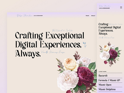 Personal Portfolio clean clean typography designerportfolio flower modern uxui