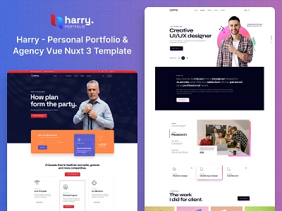 Harry - Personal Portfolio & Agency Vue Nuxt 3 Template agency template creative portfolio customizable template developer portfolio digital agency fast loading freelance portfolio minimalistic design modern design nuxt 3 template nuxtjs template personal portfolio professional website responsive template seo friendly single page application user experience vue template vuejs template web development