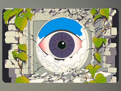 Big Eye abstract ai art art design character clouds colorful digital art digital illustration eye fantacy flower green illustration illustrator nature plant sky stone vector illustration vision