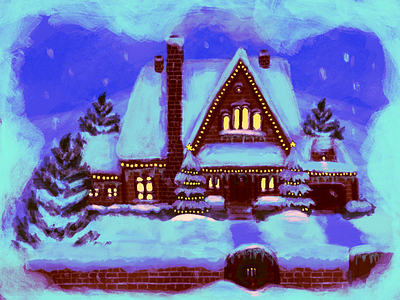 Winter Holiday House Illustration christmas digital illustration digital painting holiday house illustration winter