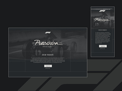 Precision Club F1 car clean dark f1 form form ui formula1 miami moder precisionclub private racing step by step uxui webdesign