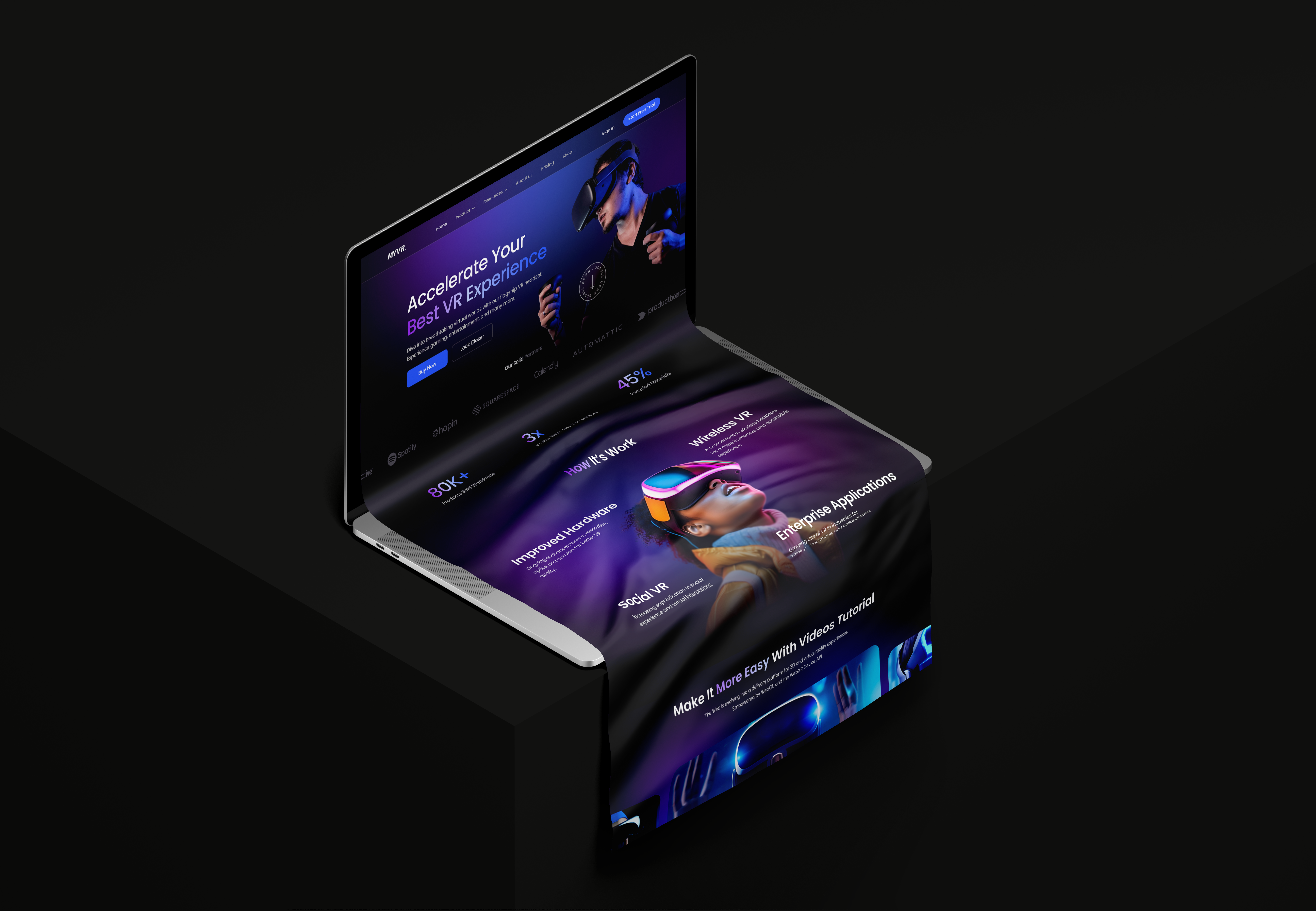 A Virtual Reality Store Landing Page arvr black design landingpage page ui ux virtualreality vr website