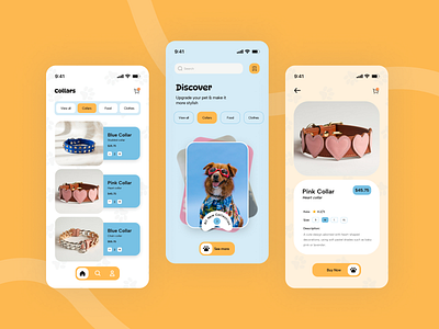 Pawsy - Pet E-commerce Store Mobile App animation app branding dog app food graphic design logo motion graphics pet ui uidesign ux