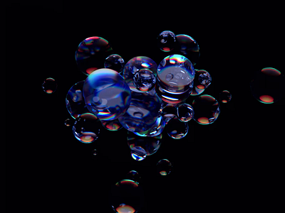 Glass spheres 3d abstract animation background black blender branding bubbles clean colorful dark design futuristic glass iridescent reflection refraction render shape spheres