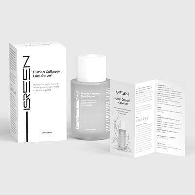 Face Serum Packaging Design and Leaflet box design box packaging designer clean packaging face serum packaging leaflet design minimal packaging modern packaging packaging designer serum label design serum packaging