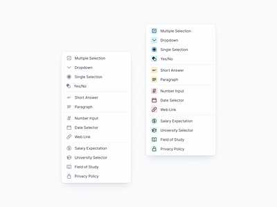 Screening Questions Dropdown - Hirex creative design design showcase design system dropdown dropdown menu eren karabulut hirex list design menu design neutral design product design screening questions ui ux web design