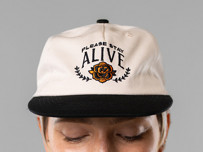 Please Stay Alive Hat apparel design embroidery handlettering hat illustration lettering typography