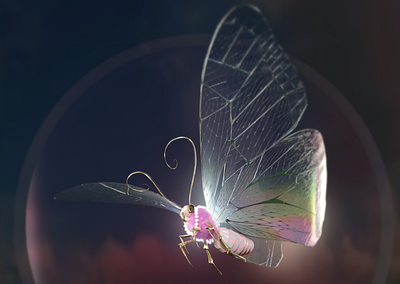 Pearly butterfly 3d 3d art 3d model blender branding butterfly character design cycles design festival girly graphic design illustration insect jewellery magical pearls poster product render render