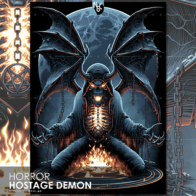 Horror-HOSTAGE DEMON apparel clothing clothing brand creepy dark dark art demon devil digital art ghost halloween horror hostage illustration metal band monster nft nft artist scary spooky