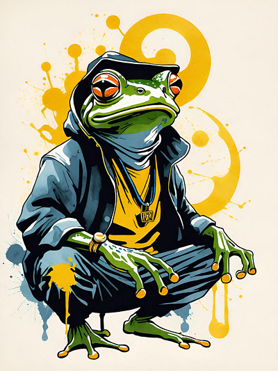 Wu Tang Frog art digital frog hoodie illustration rapper watercolor