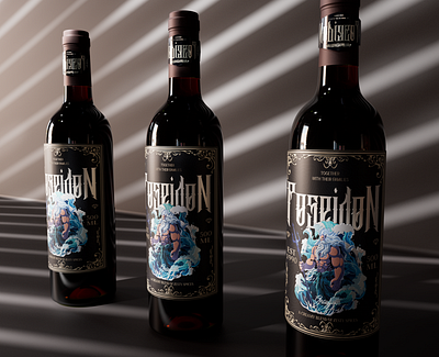 Poseidon sea wine label🍷🍷 branding design graphic design illustration liquor logo wine