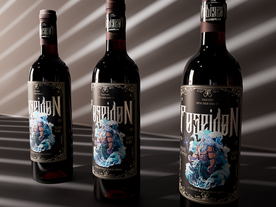 Poseidon sea wine label🍷🍷 branding design graphic design illustration liquor logo wine