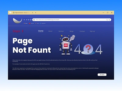 Daily UI - 8 , 404 Error + Crome Window Full page cover Design branding ui