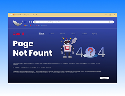 Daily UI - 8 , 404 Error + Crome Window Full page cover Design branding ui