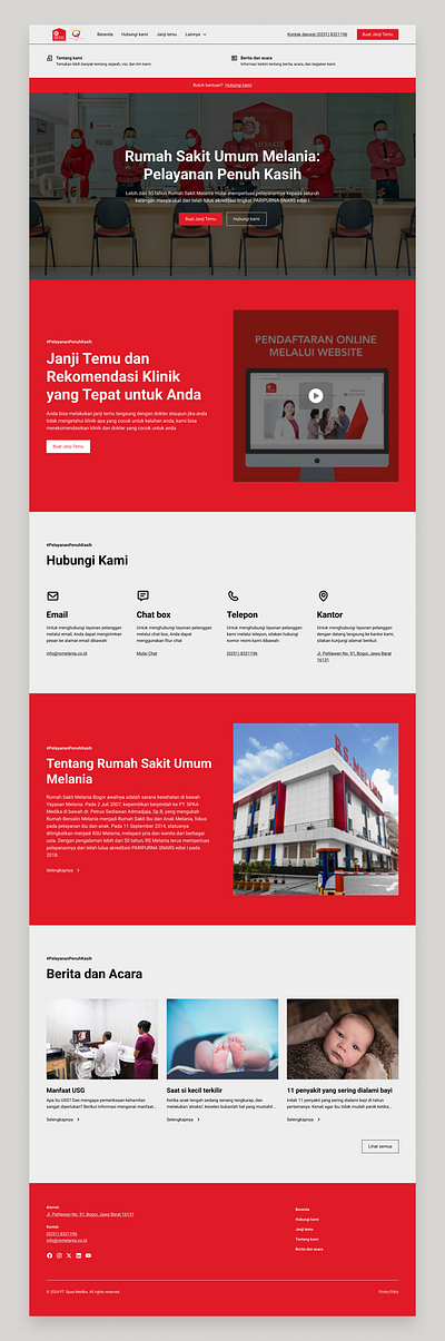 Redesign Hospital Landing Page Red Minimalist hospital landing page minimalist red redesign web design