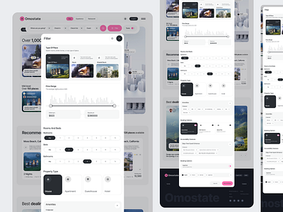 Omostate - Real estate website design - Filter page agent apartment business design home interface landing page real estate agency real estate landig page real property realestate realty stay ui user interface ux web web design webdesign website