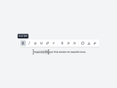 Rich text editor UI with Hugeicons Pro clean editor minimal rich text text text editor ui user interface design ux