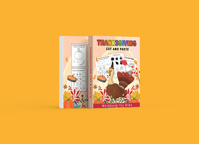 Thanksgiving Cut & Paste Workbook cut paste workbook interactive kids book kdp kids book nice book cover print ready thanksgiving coloring book thanksgiving crafts