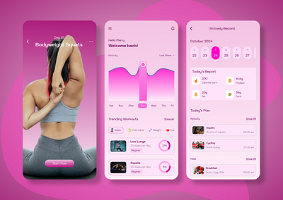 Daily Workout App screens app daily routine design exercise figma fitness minimal design simple ui user experience user interface ux workout