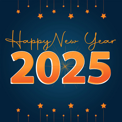 2025 Happy New Year Background Design. 3d 3d text 3d text effect 3d text effect design background design blue blue background blue background desgin branding design gradient graphic design happy new year happy new year 2025 marketing new year star