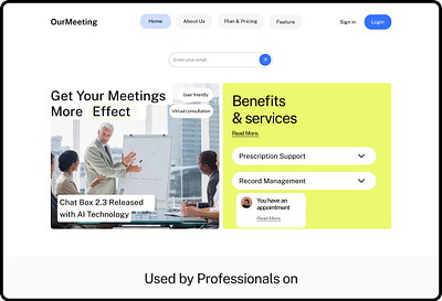 OurMeeting Meeting Platform Website Home Page UI Design meeting app ui web