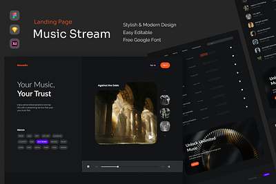 Musadio - Music Online Streaming Website agency app music player spotify ui